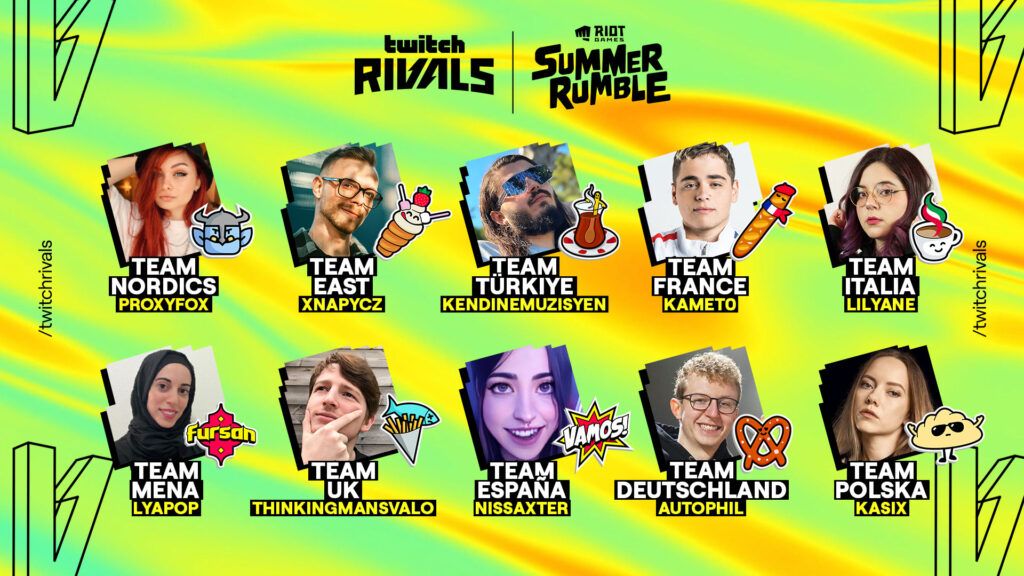 Twitch Rivals x Riot Games' Summer Rumble Teams