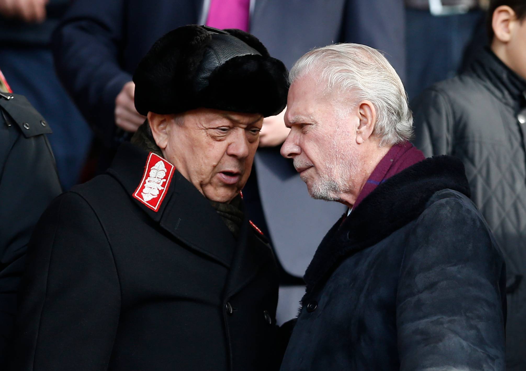West Ham United co-owners David Sullivan and David Gold in conversation