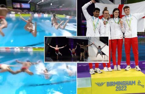 England Diving Commonwealth Games celebration