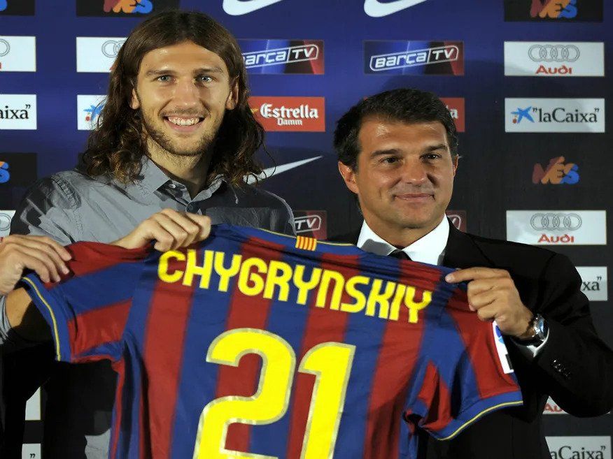 Dmytro Chygrynskiy after signing for Barcelona