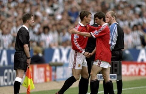 Sheringham and Keane in the FA Cup final.