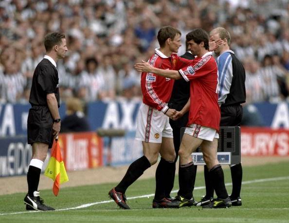 Sheringham and Keane in the FA Cup final.