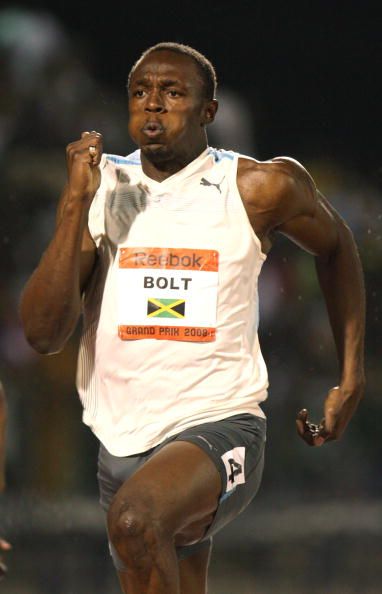 Bolt sprinting in 2008.