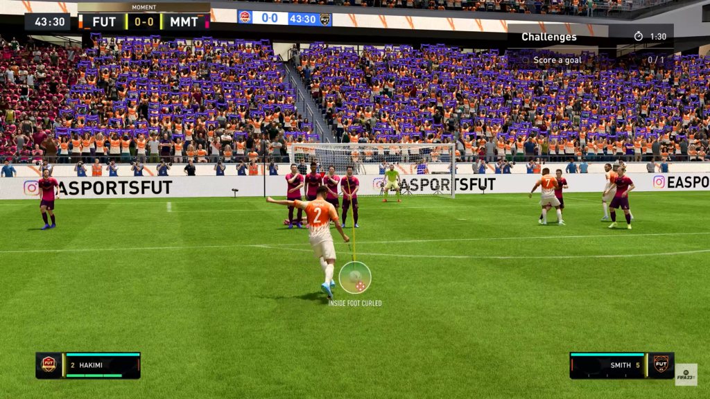 Achraf Hakimi takes a free-kick in FIFA 23 FUT Moments 