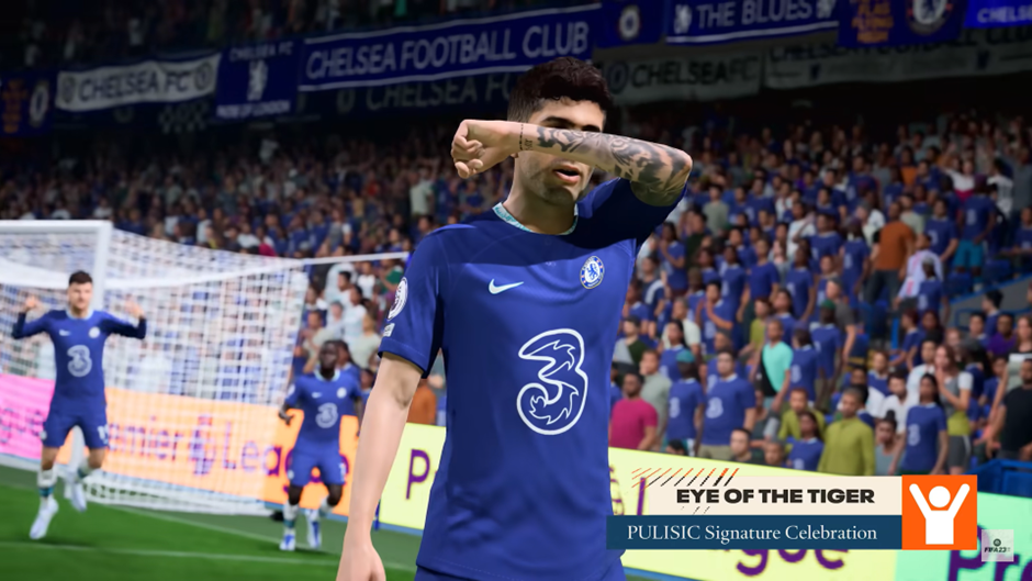 The eye of the tiger celebration in FIFA 23