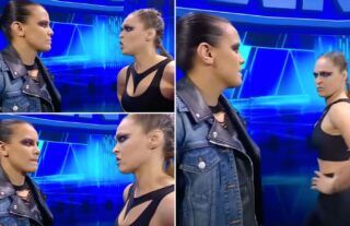 Ronda Rousey confront Shayna Baszler