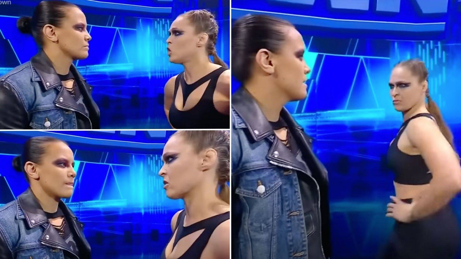 Ronda Rousey confront Shayna Baszler