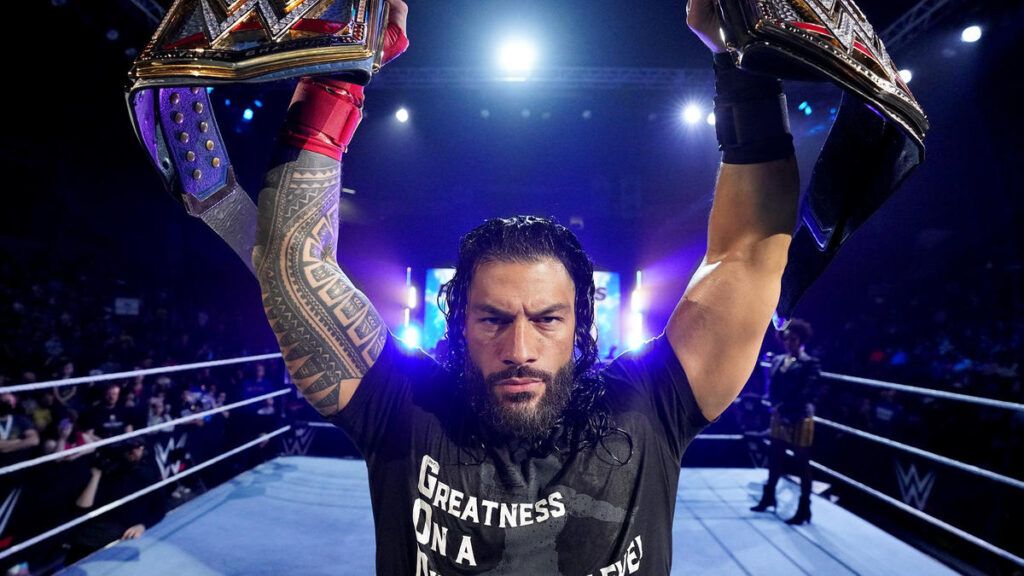 Roman Reigns with the Undisputed WWE Universal Championship