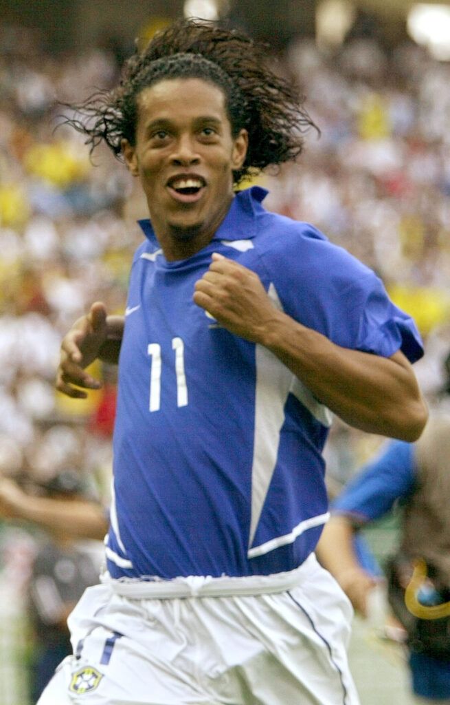 Ronaldinho scores at the World Cup.