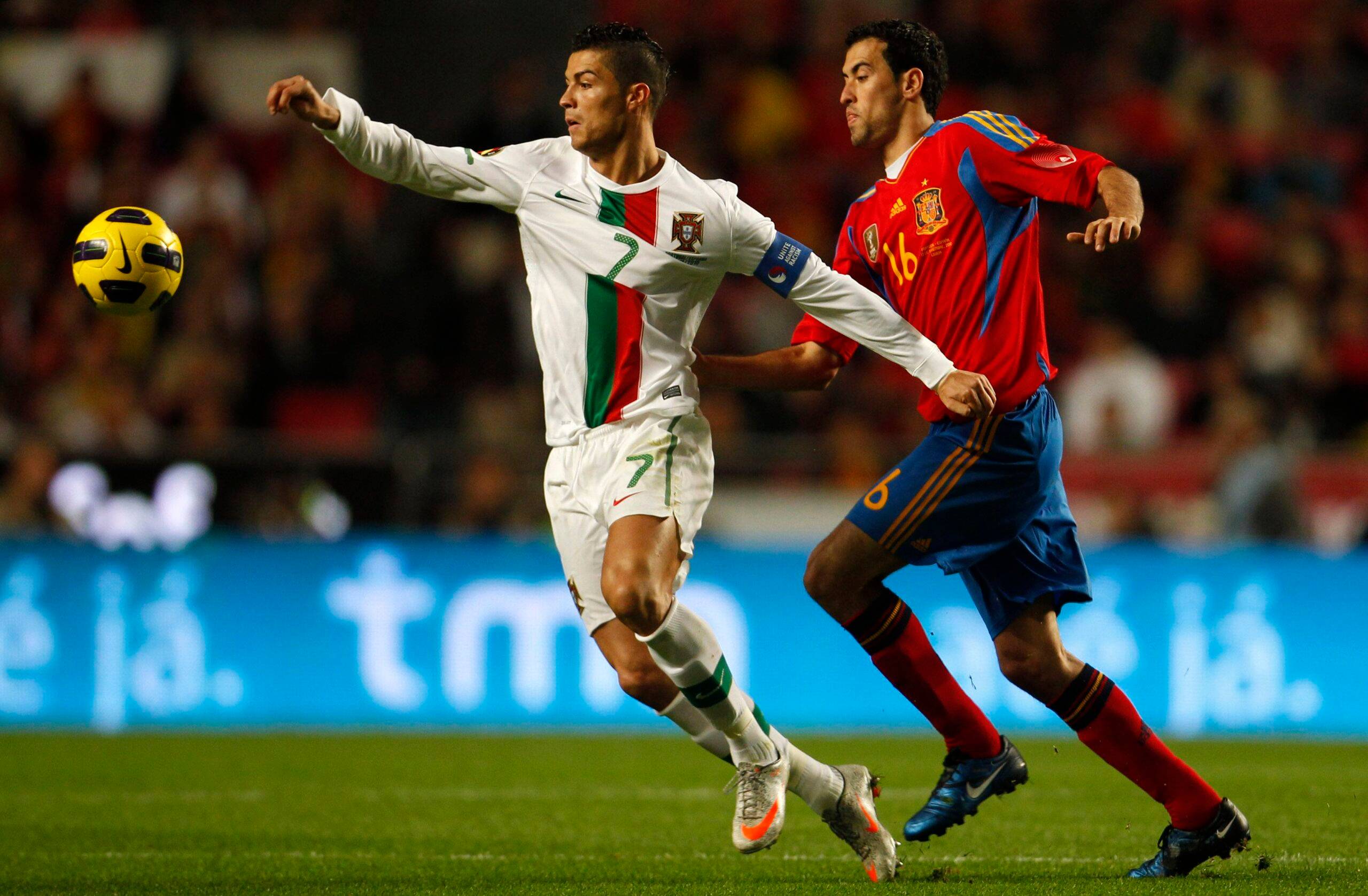 Ronaldo in Portugal vs Spain.