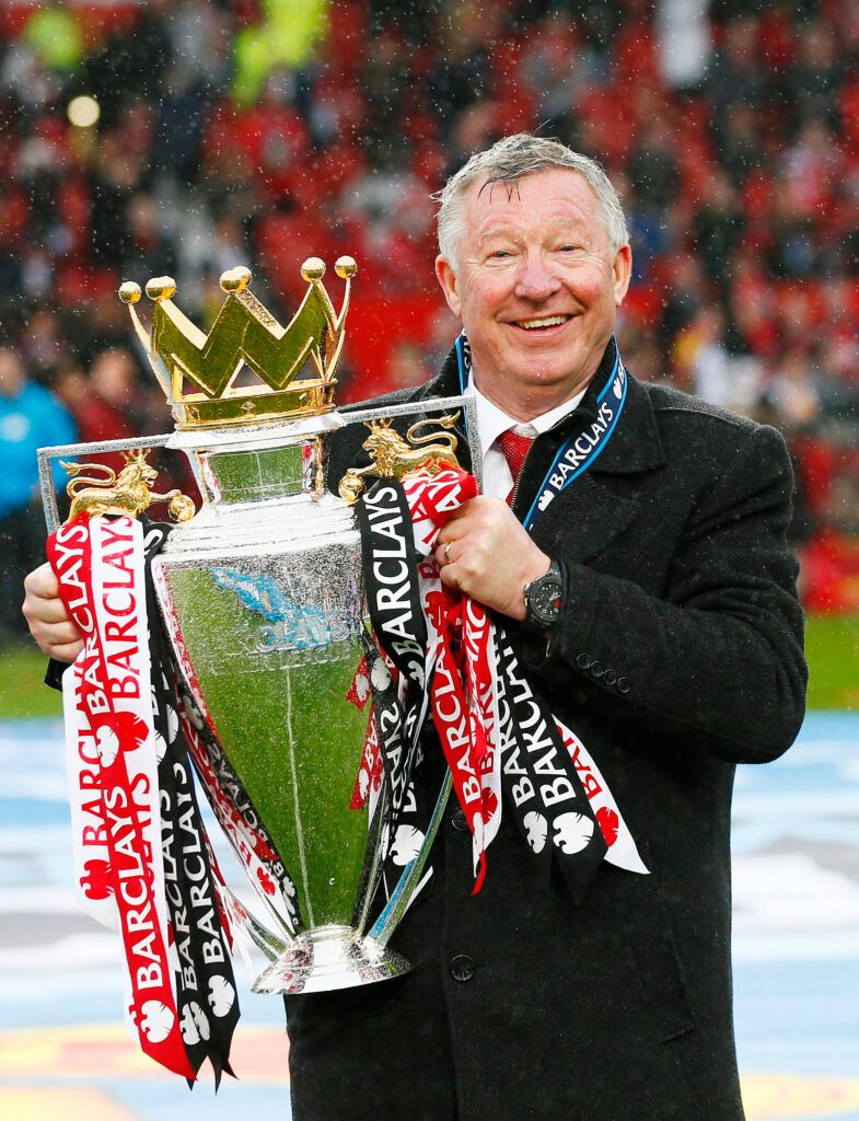 Ferguson with the Premier League trophy.