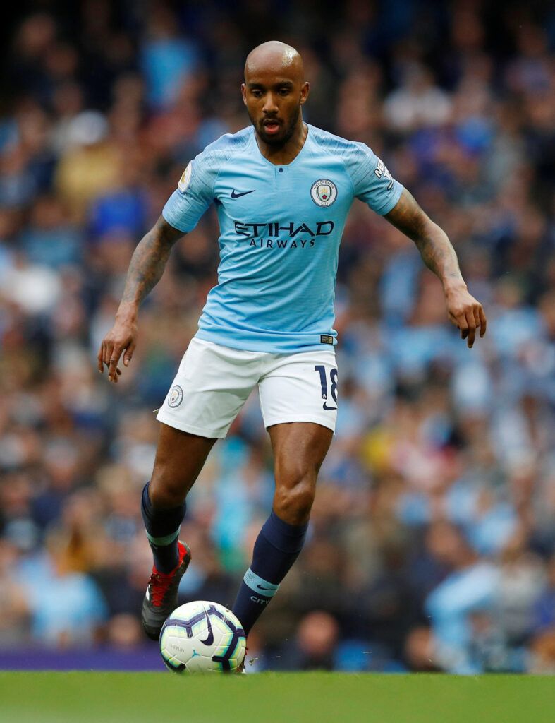 Delph on the ball for Man City.