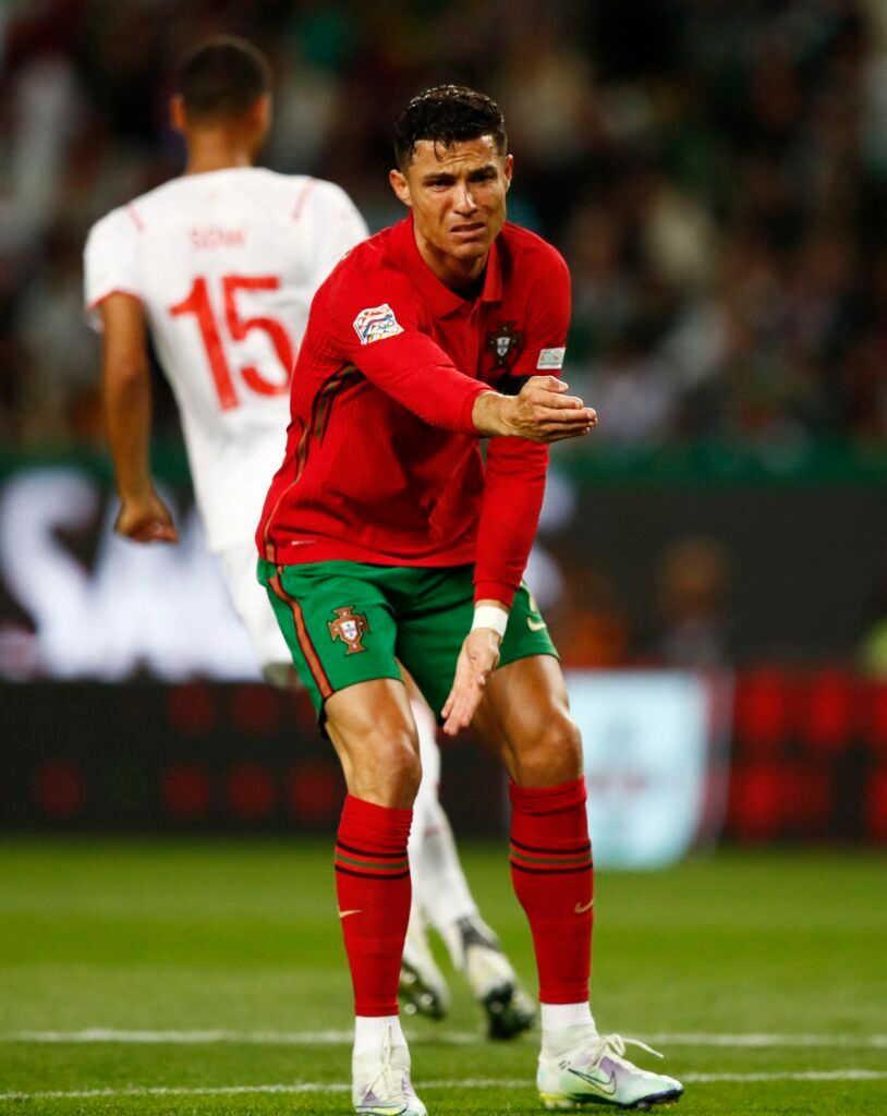 Portugal's Ronaldo moaning.