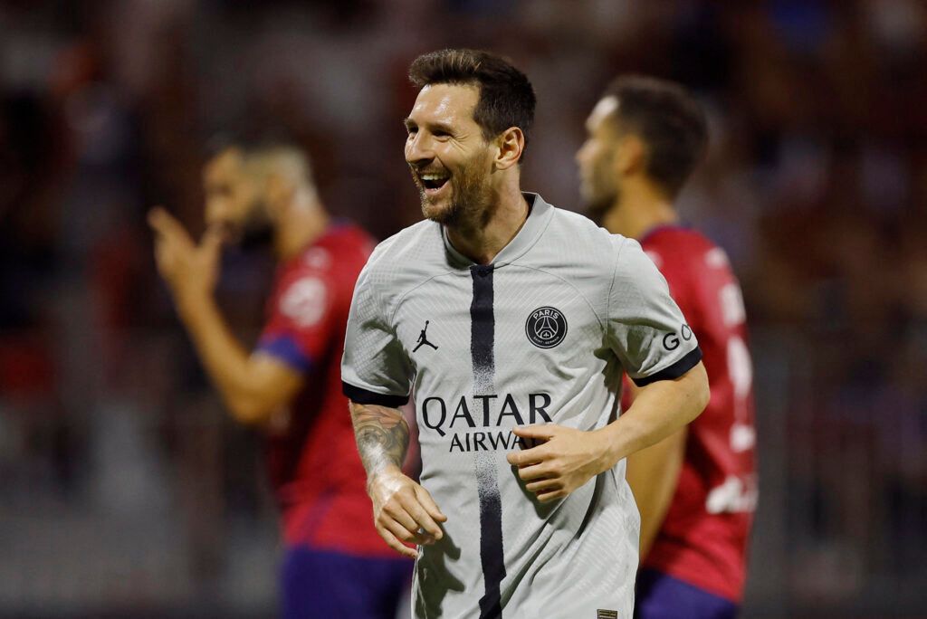Lionel Messi after a goal for PSG