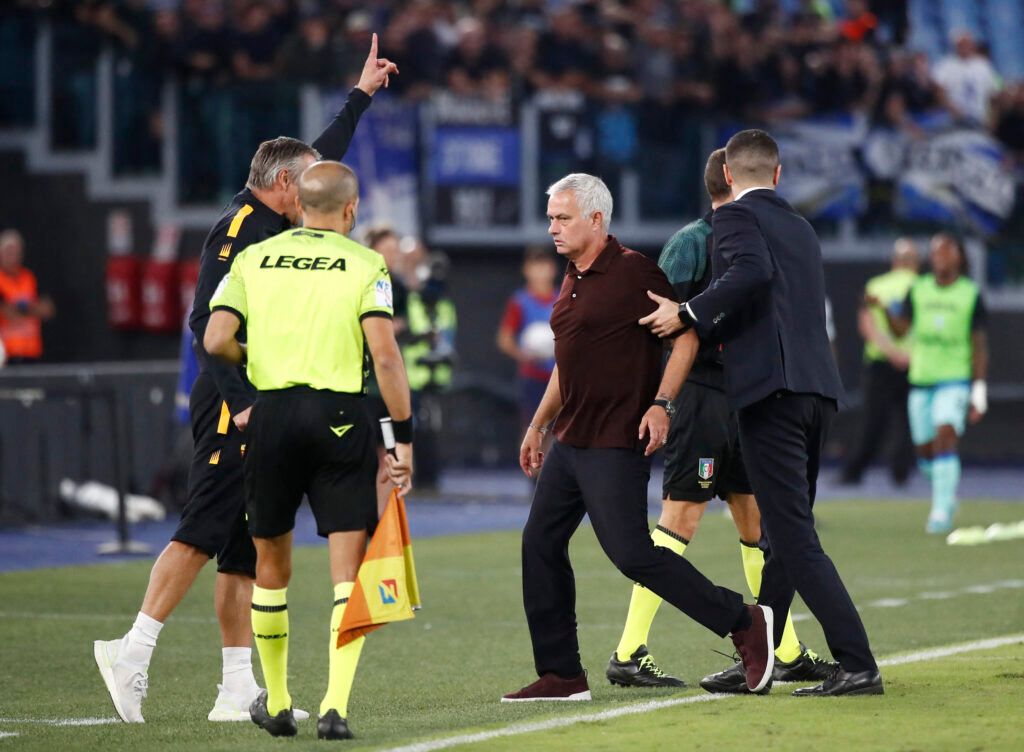 Jose Mourinho was sent off in Roma vs Atalanta