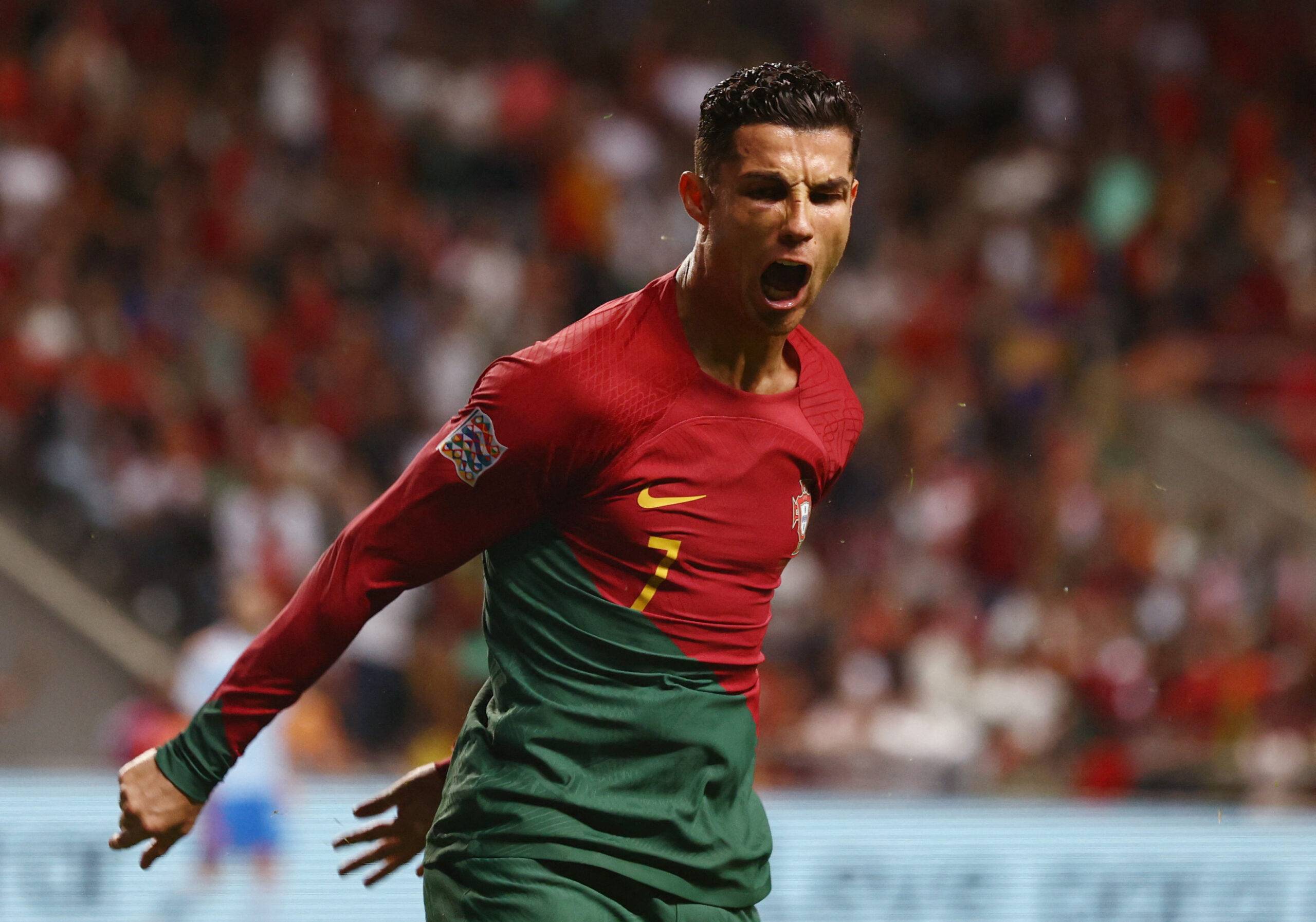 Portugal's Ronaldo shouts.