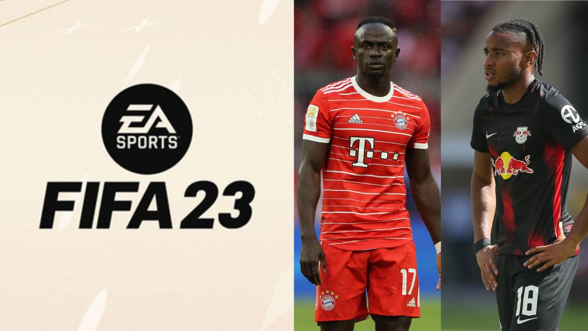 FIFA 23 logo with Sadio Mane and Christopher Nkunku