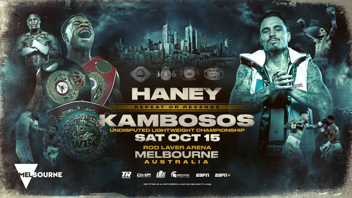 The official poster for Devin Haney vs George Kambosos Jr 2