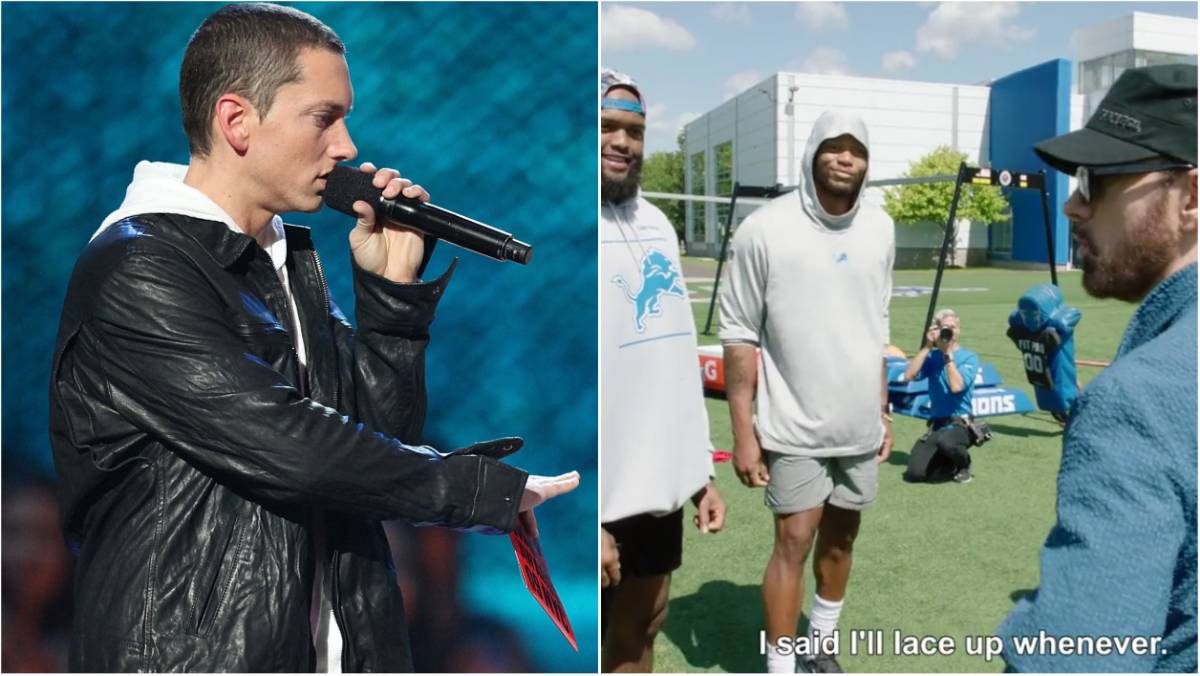 Eminem and Detroit Lions players