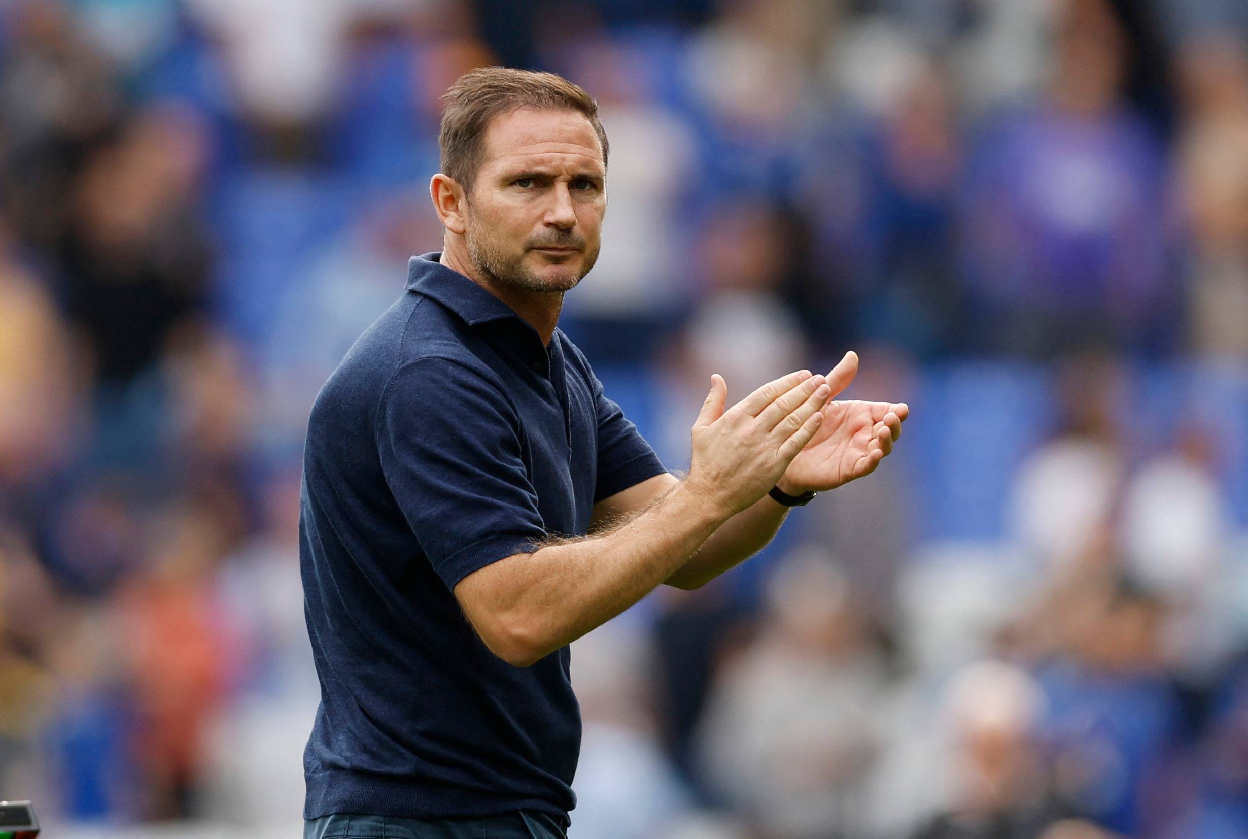 Everton manager Frank Lampard applauds fans