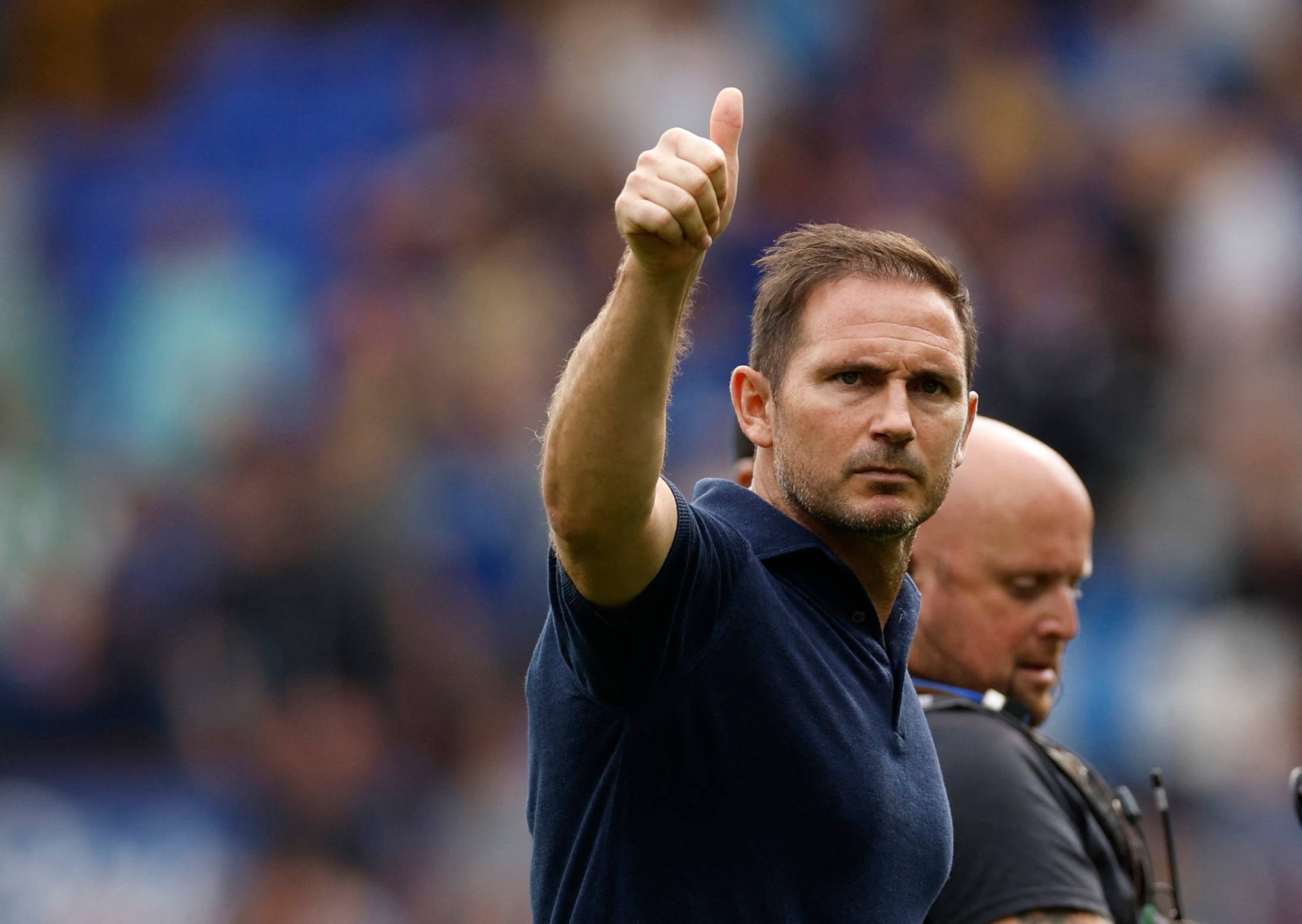 Everton manager Frank Lampard acknowledges fans after the match
