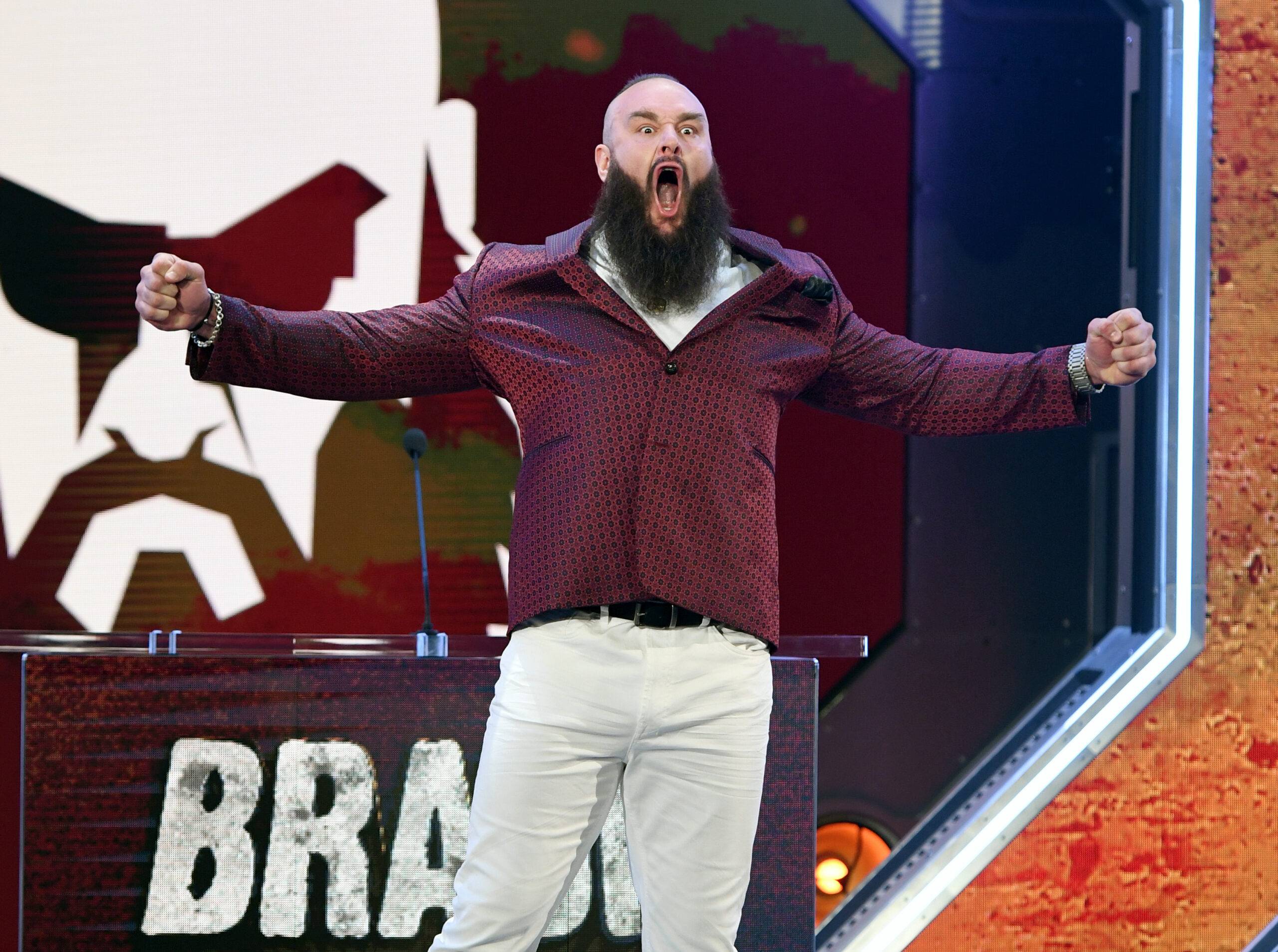 Braun Strowman roars at a press conference