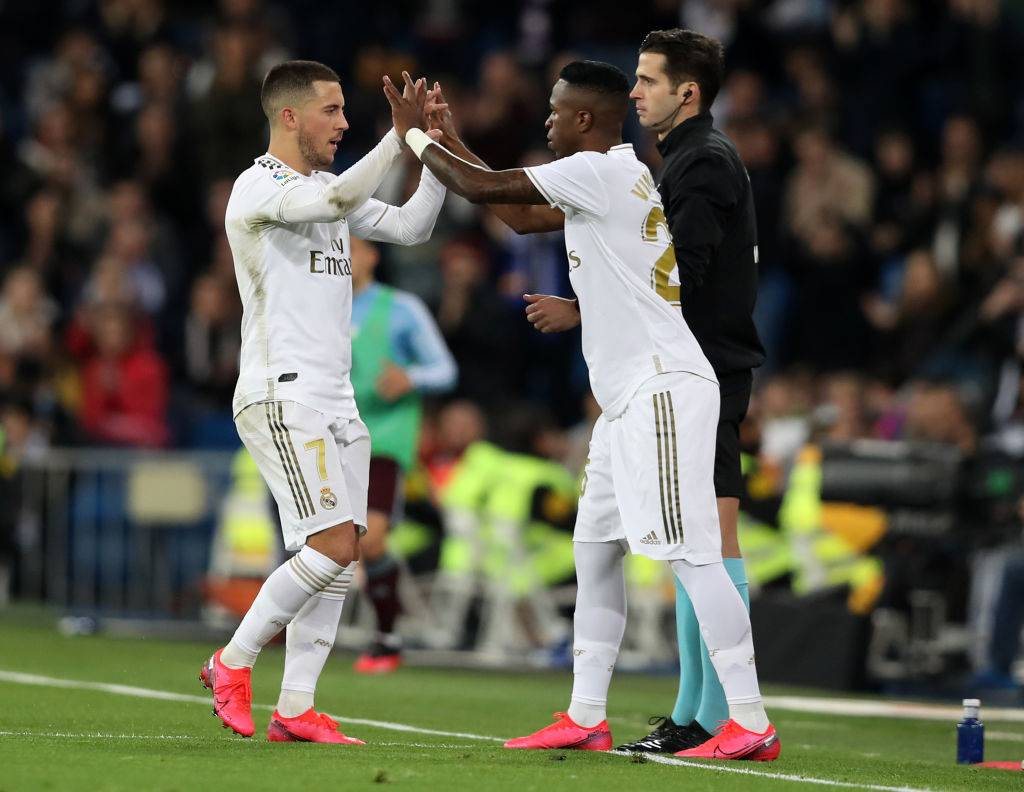 Eden Hazard and Vinicius Jr in action for Real Madrid