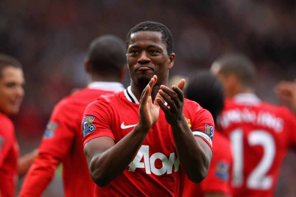 Patrice Evra in action against Arsenal