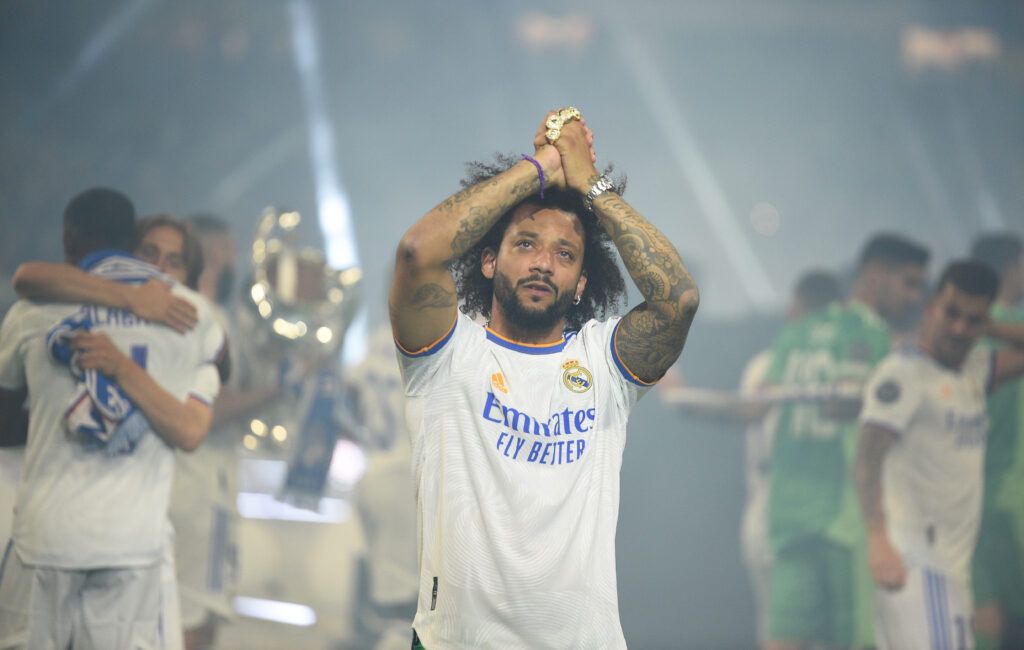 Marcelo celebrating Real Madrid's Champions League victory