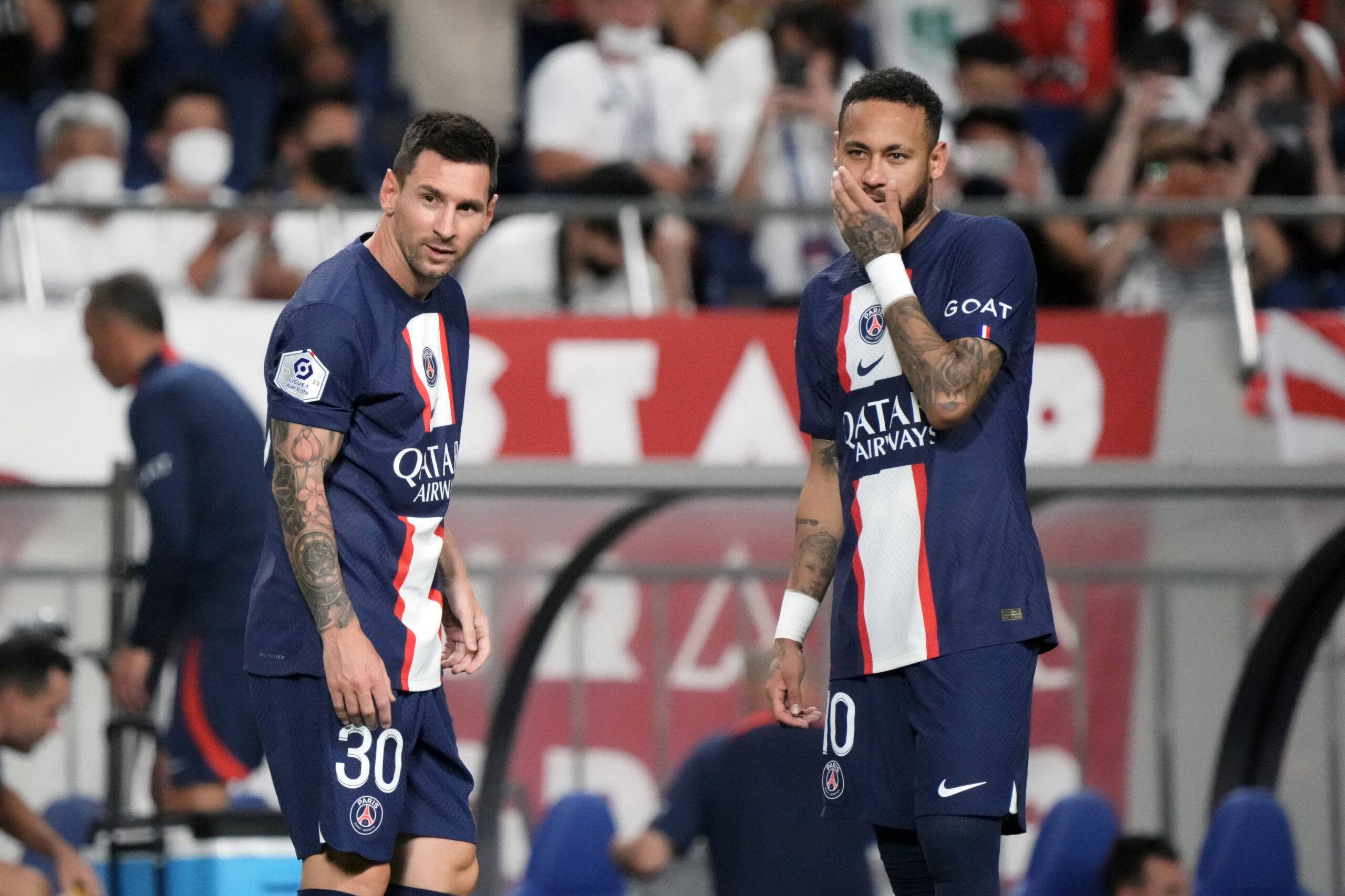 Messi and Neymar playing for PSG