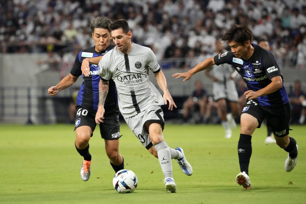 Lionel Messi of Paris Saint-Germain competes for the ball