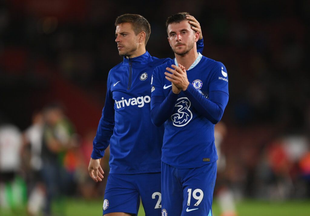 Mason Mount is consoled by his teammate