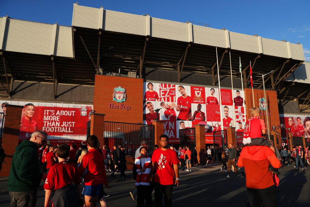 A general view of the outside of Anfield