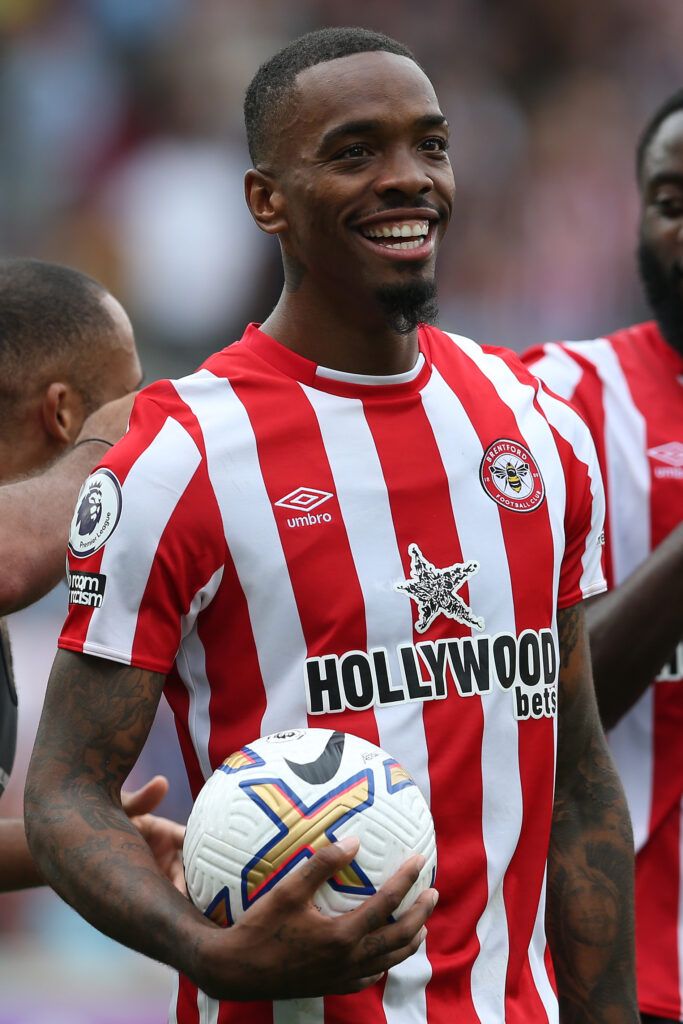 Brentford's Ivan Toney with the match ball