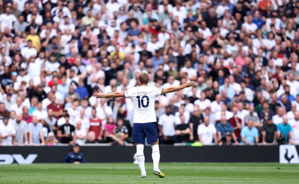 Harry Kane of Tottenham Hotspur gestures