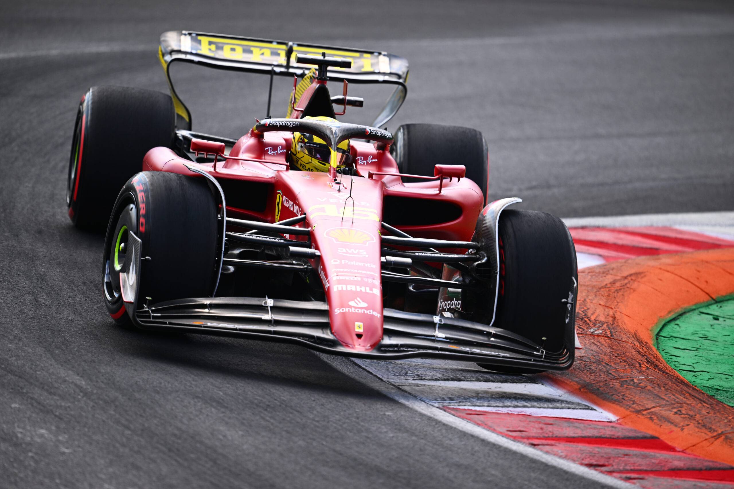 Charles Leclerc in the Ferrari at the Italian GP