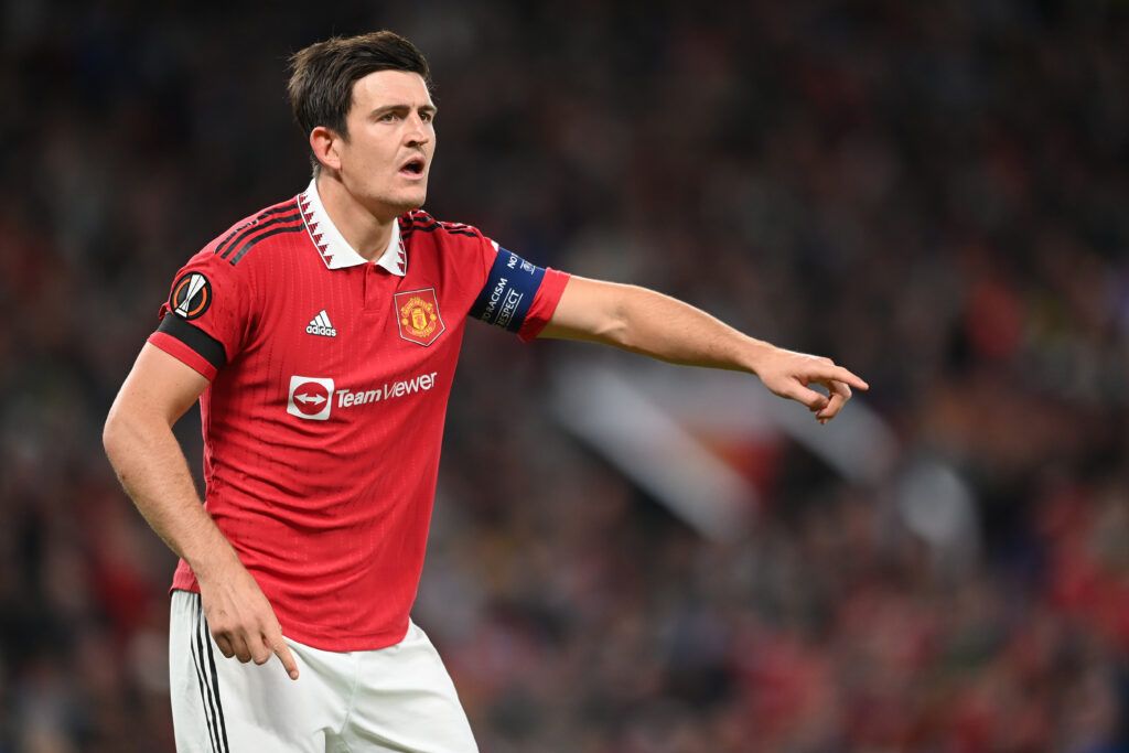 Harry Maguire in action with Man Utd