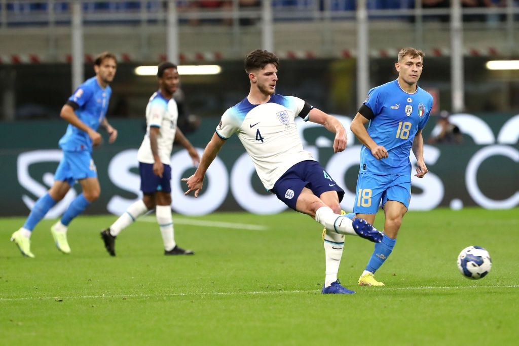 Declan Rice in action for England vs Italy