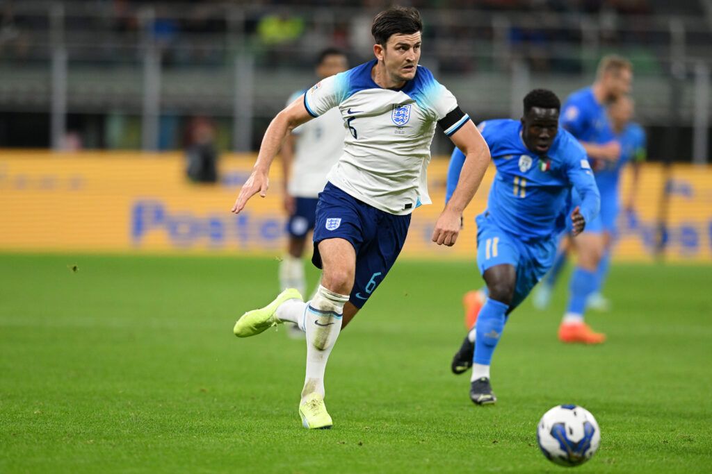 England's Harry Maguire on the ball vs Italy