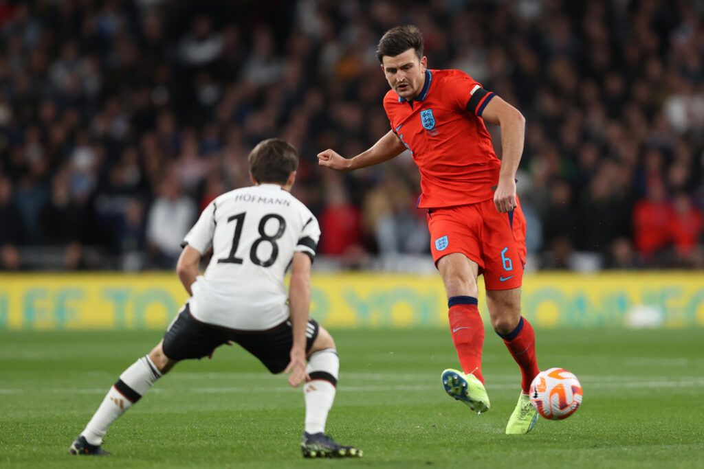 Harry Maguire passes the ball