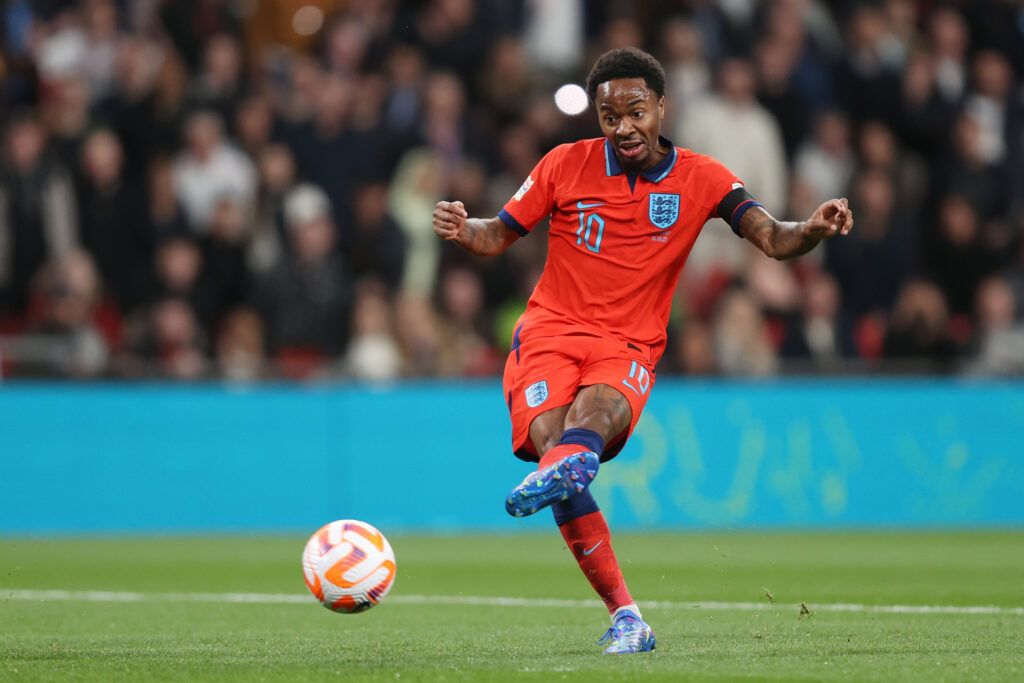 Raheem Sterling in action with England