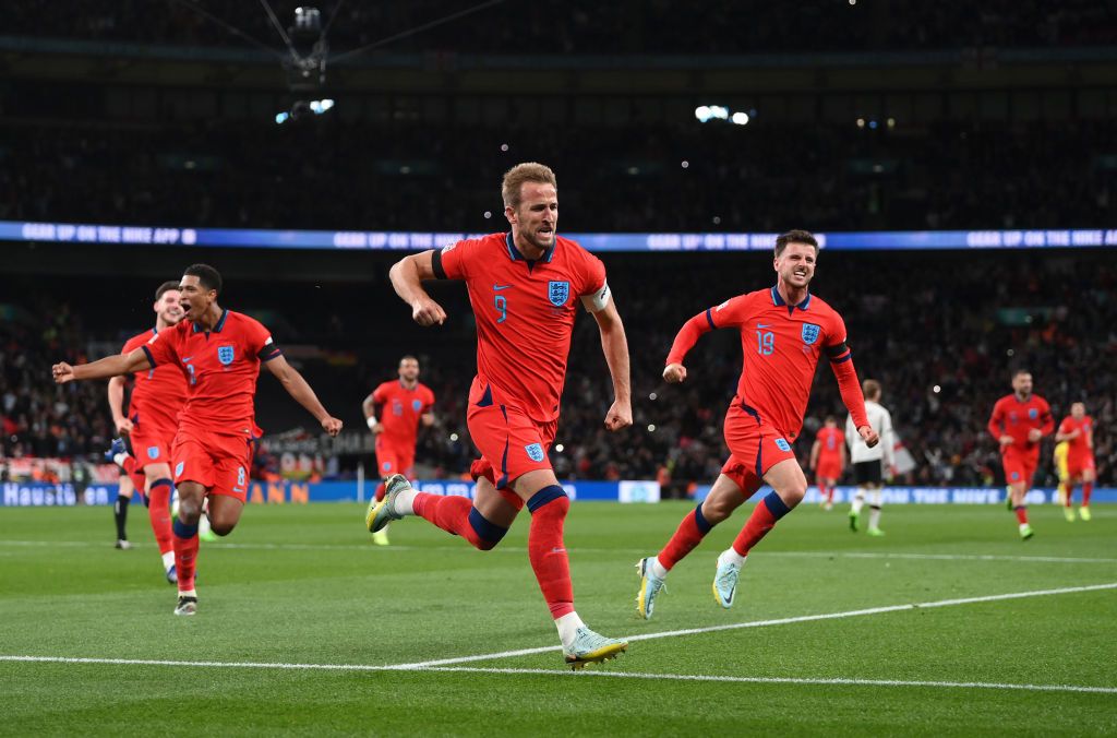 Harry Kane in action for England vs Germany