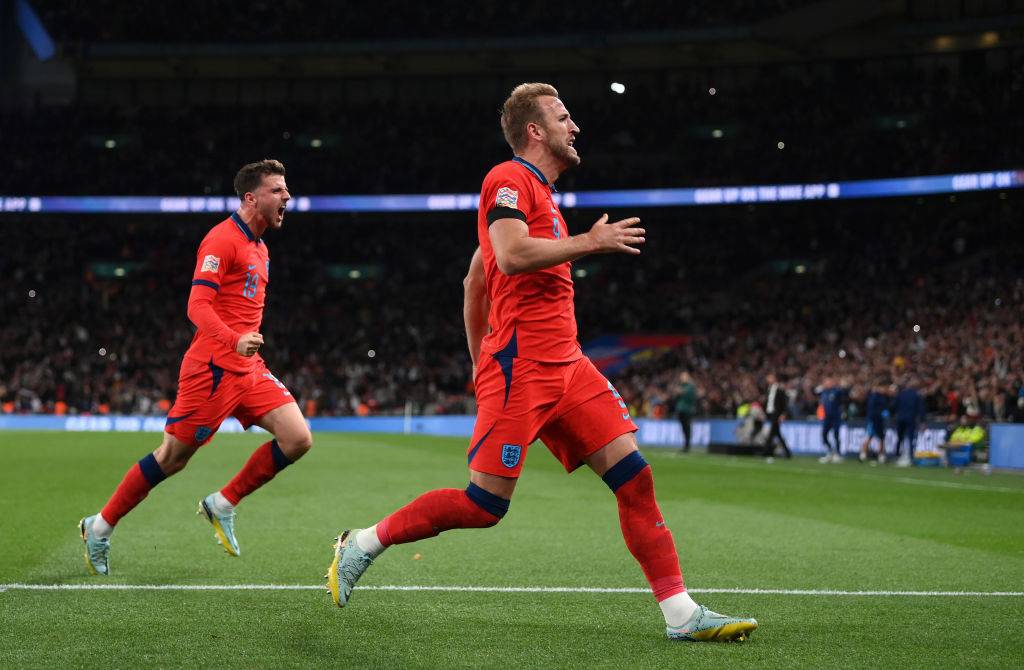 Harry Kane in action for England vs Germany