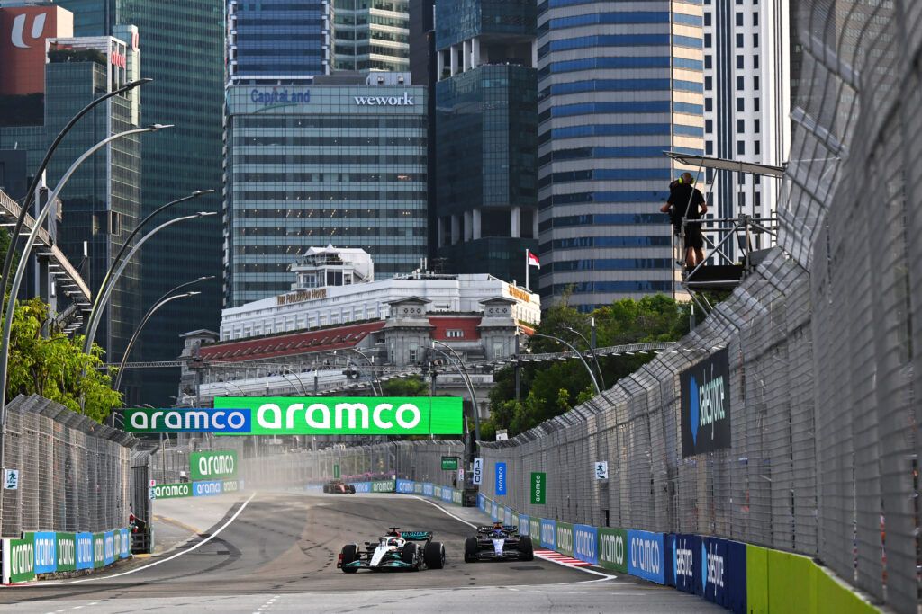 Alex Albon drives at the Singapore GP