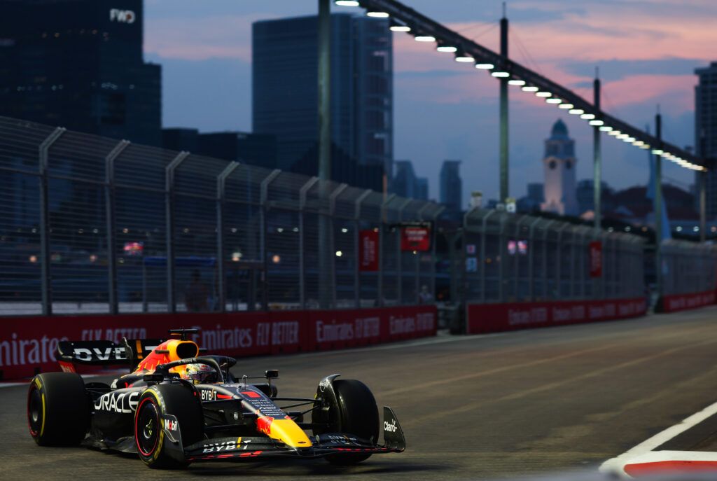 max verstappen drives at the singapore gp