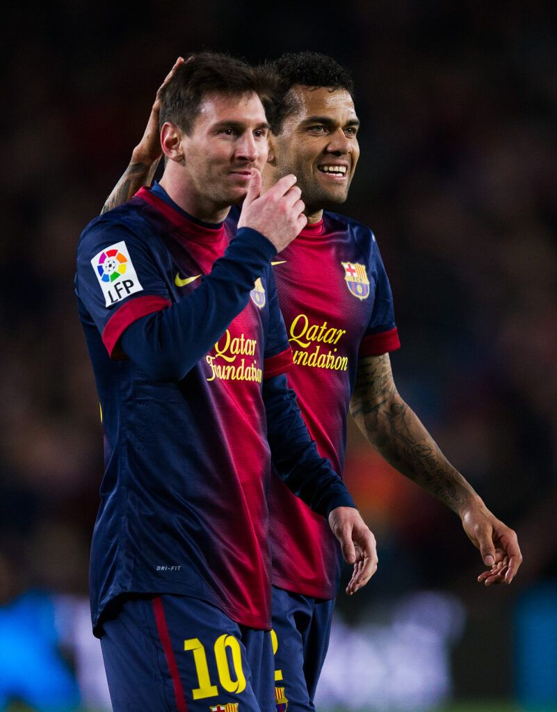 Lionel Messi and Dani Alves at Barcelona