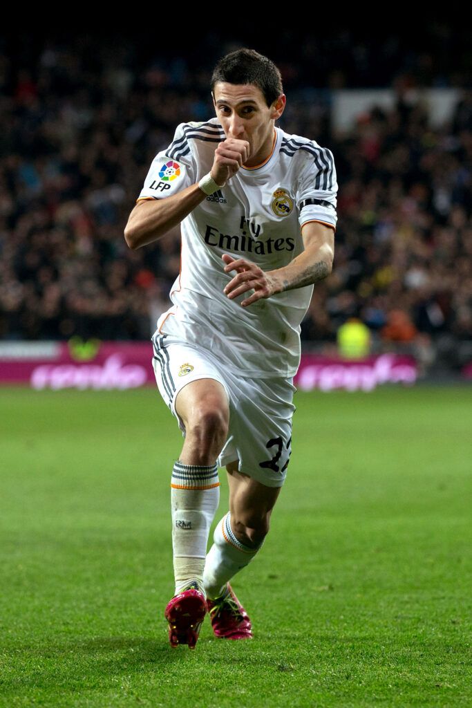 Angel Di Maria celebrates a goal for Real Madrid