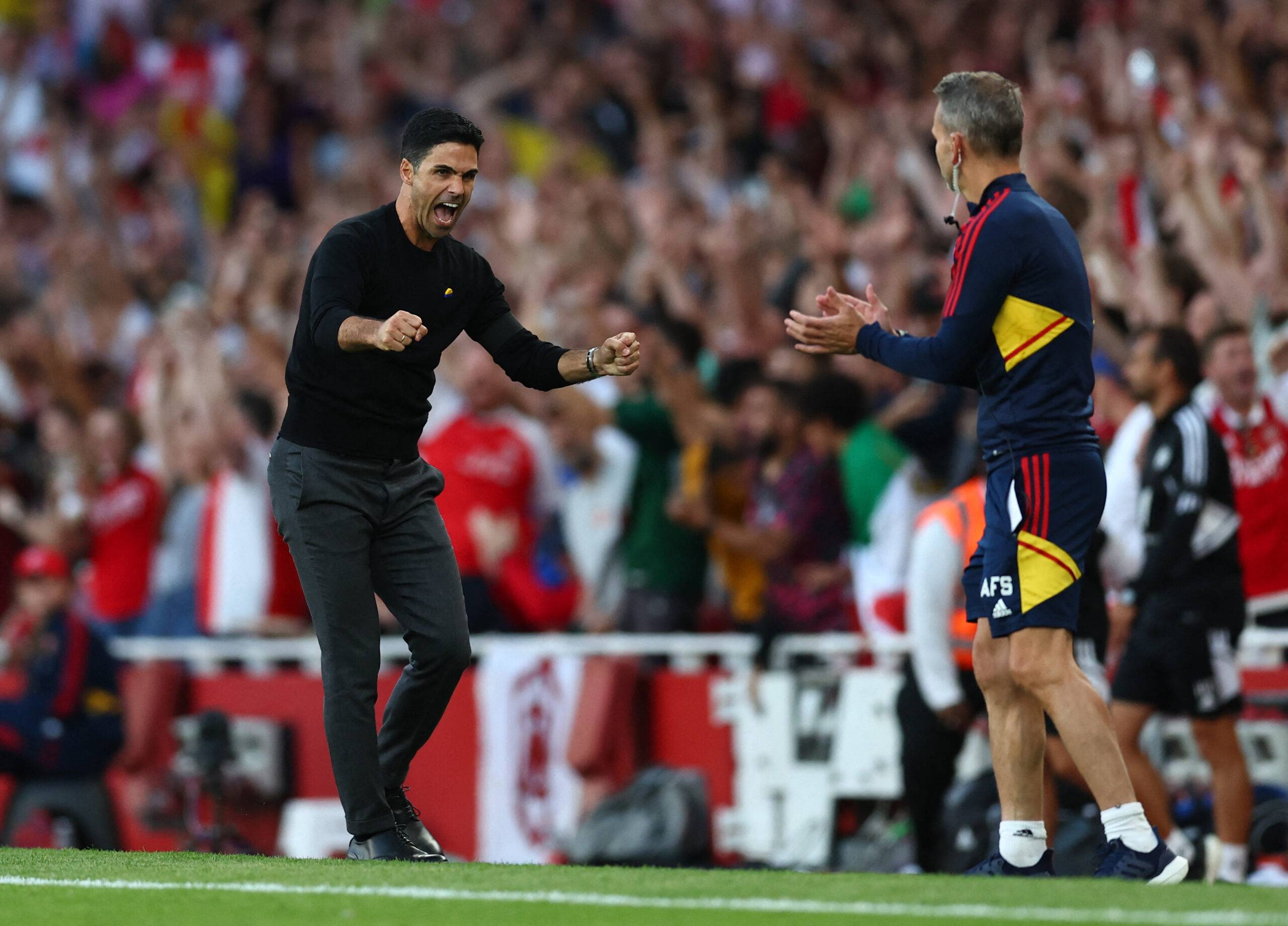 Arsenal boss Mikel Arteta celebrates