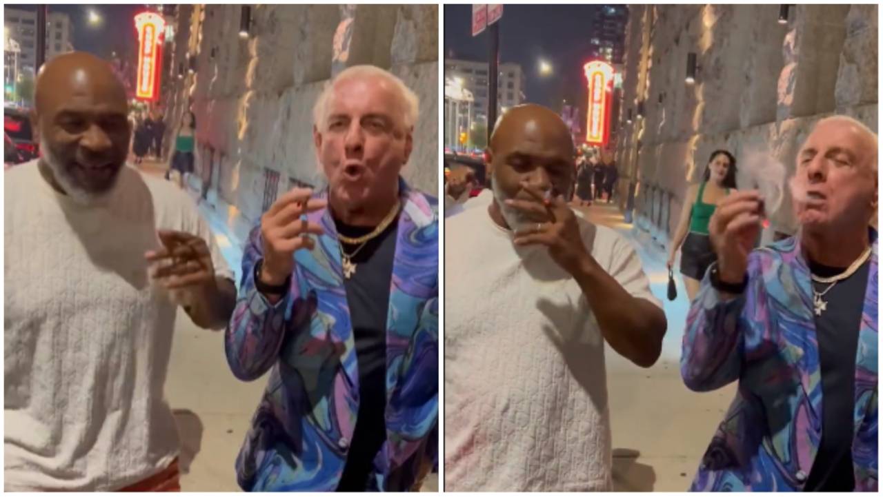 Ric Flair And Mike Tyson Smoke Weed Togehter On Chigao Streets