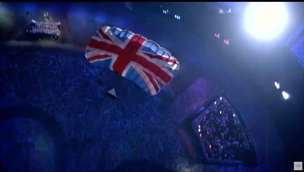 Queen parachutes London 2012 Olympics 